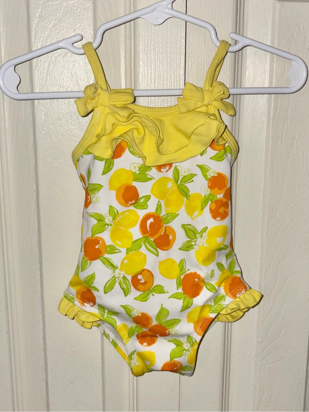 Janie and Jack Yellow Orange Citrus One-Piece Baby Swimsuit Ruffles Bows